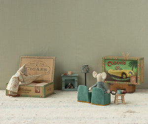 Grandma and Grandpa mice in Cigar box