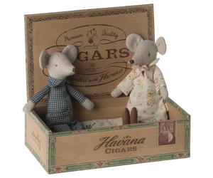 Grandma and Grandpa mice in Cigar box