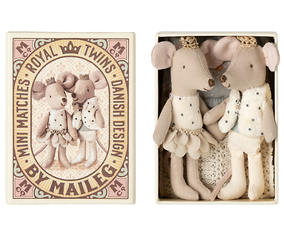 Royal Twin Mice ~ Little Sister & Little Brother in matchbox