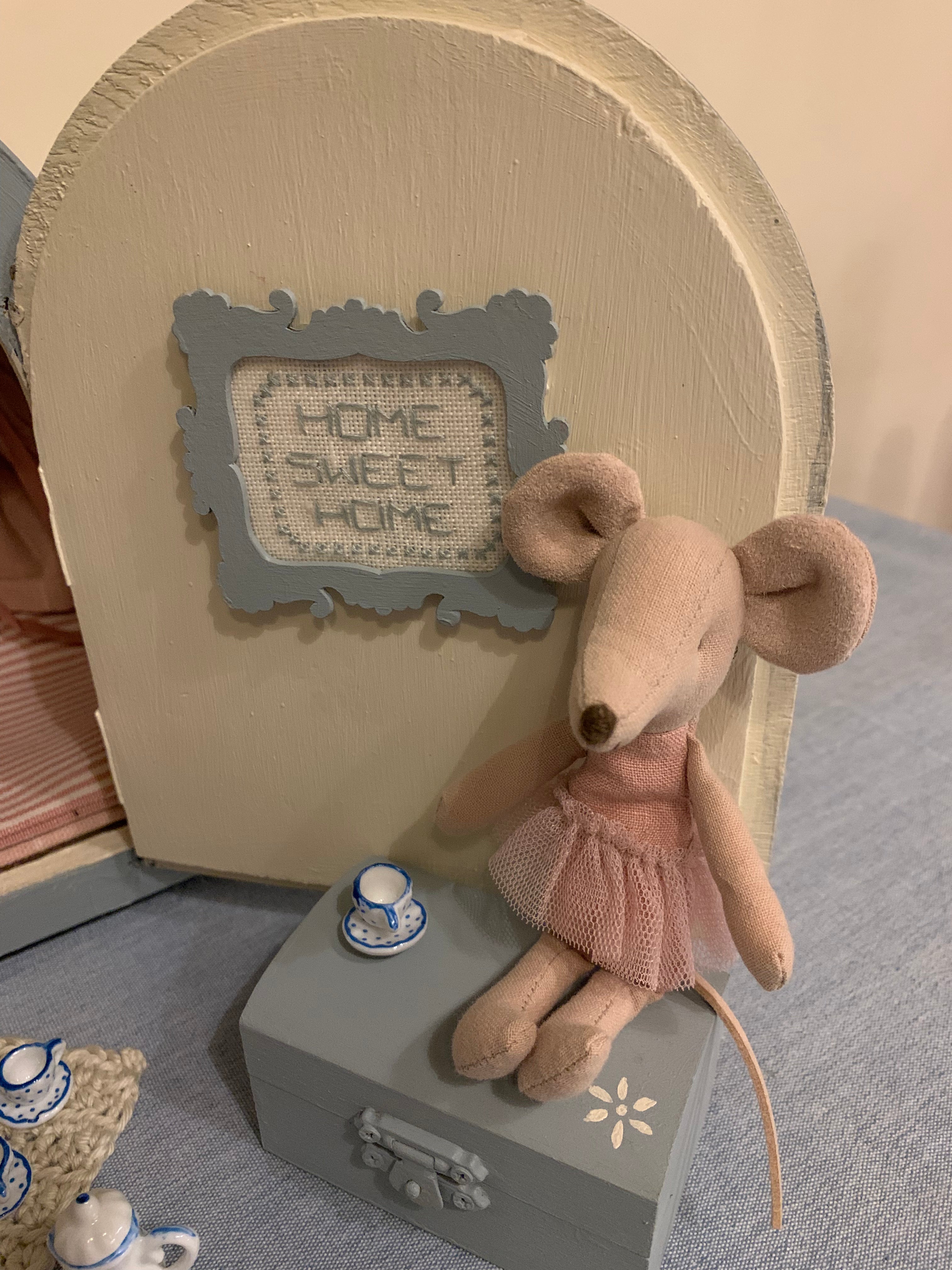 Mouse House Clock ~ Duck Egg Blue ~ Napoleon Hat Style