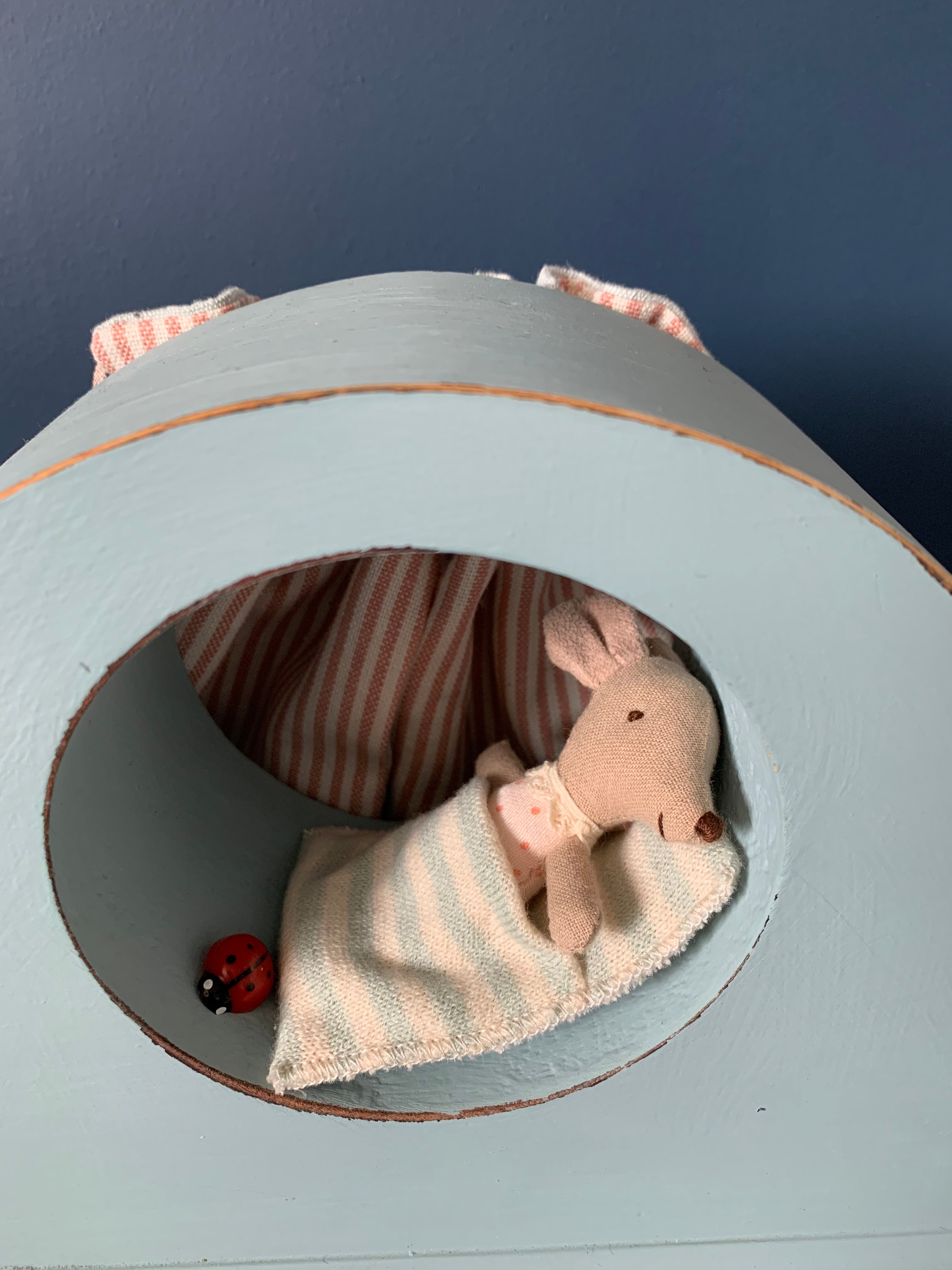 Small Mouse Clock - Duckegg Blue with Sleepy/Wakey baby Mouse